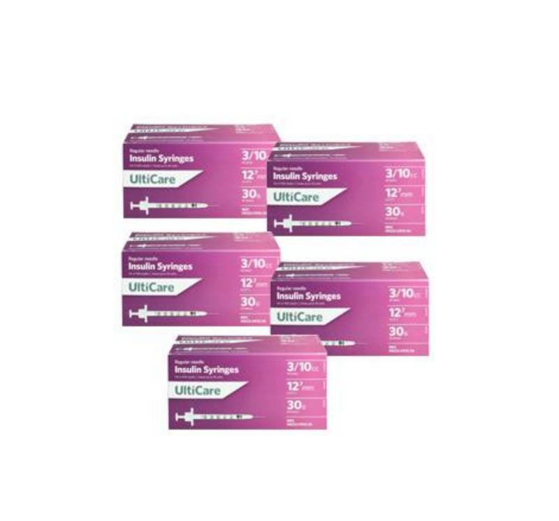 Siringhe da insulina UltiCare Ulti-Fine II U-100 Ago corto 31 g 3/10 cc 5/16 pollici 100/bx Confezione da 5